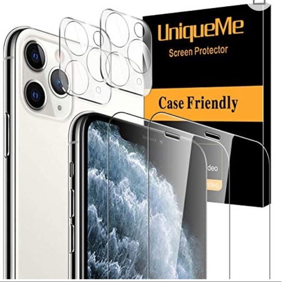 UniqueMe iPhone 11 Pro Max 2 Screen Protector 2 Camera Lens Protector - Picture 1 of 9